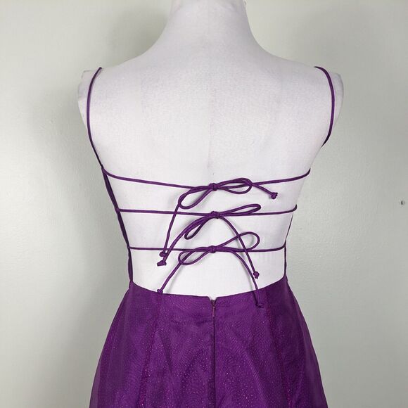 Vintage Morgan Co Prom Dress Maxi Gown 10 Purple Y2K Fairy Princess Goth Ball - Picture 4 of 10